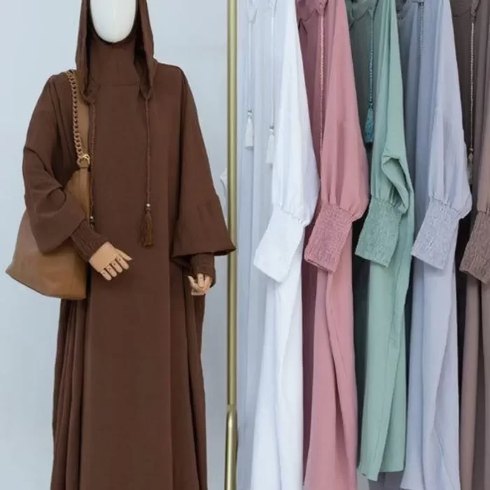 Sport Drawstring Hoody abaya with tassles - Image 5