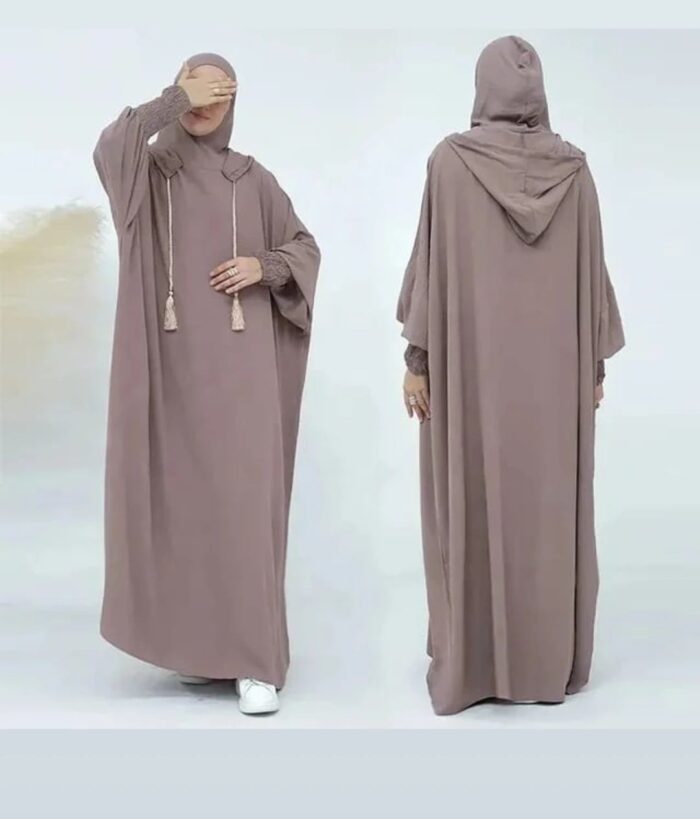 Sport Drawstring Hoody abaya with tassles - Image 3