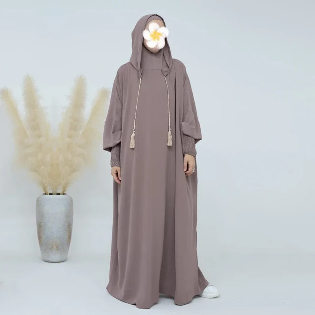 Sport Drawstring Hoody abaya with tassles