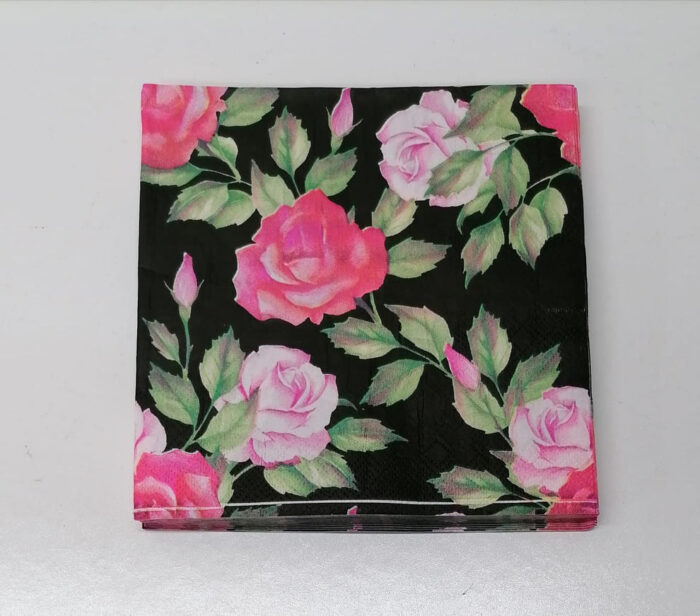 Black and Pink Rose Serviettes