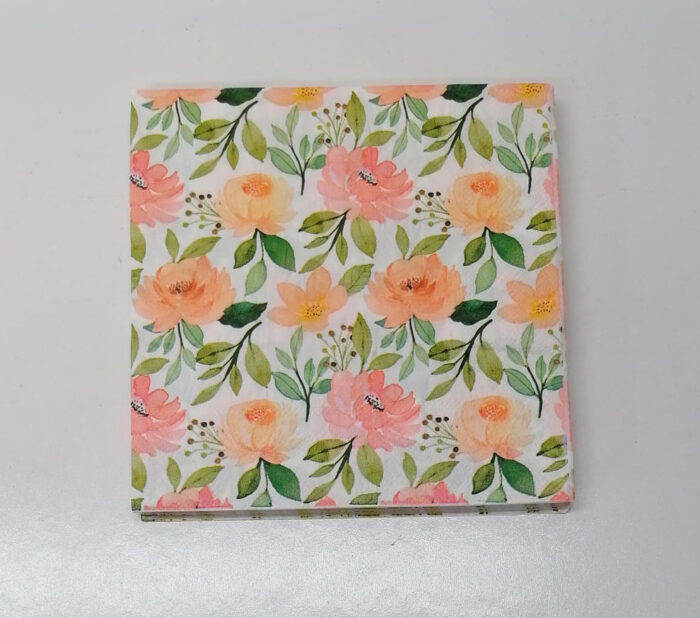 Peach Floral Serviettes