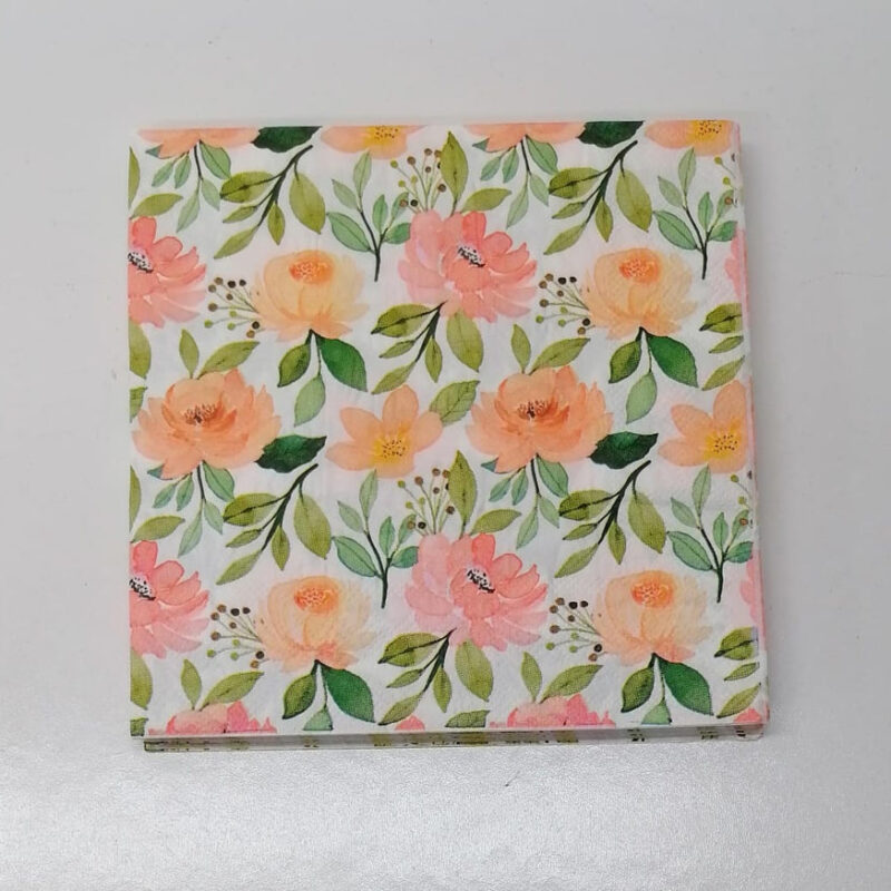 Peach Floral Serviettes